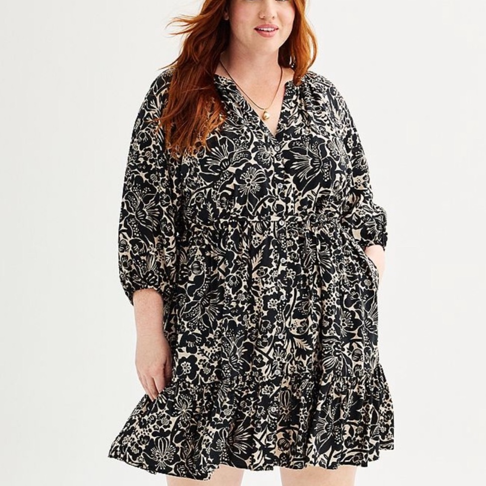 Black and Cream Floral Dress
